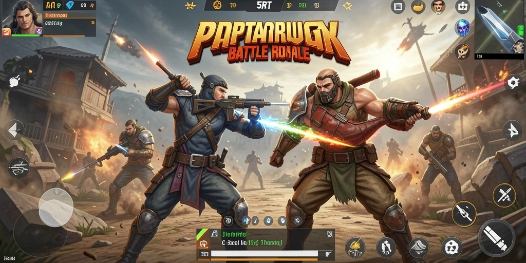 Gambaran mendebarkan dari gameplay Battle Royale di 5RT.