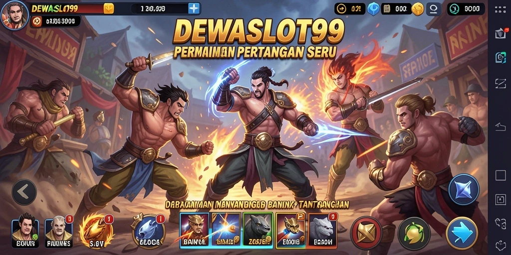 Tangkapan layar gameplay DEWASLOT99 yang menampilkan pertarungan seru dan dinamis.