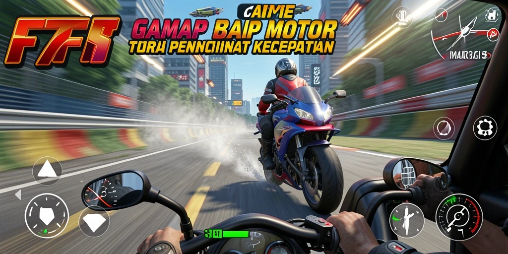 Screenshot F7F7 menunjukkan aksi balap motor yang intens dan cepat.