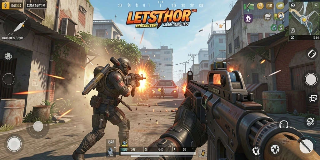 Tampilan gameplay LETSTHOR yang menampilkan pertarungan TPS yang mendebarkan.