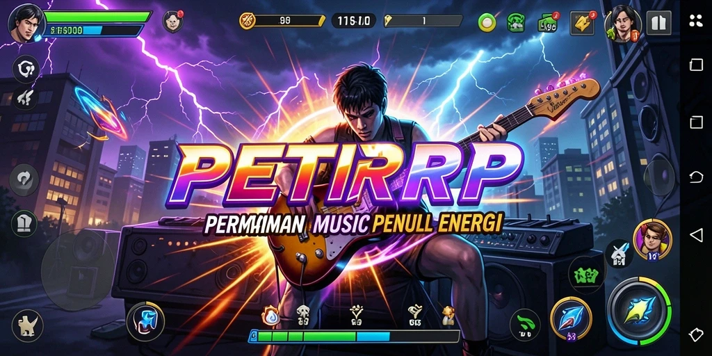 Tangkapan layar utama PETIRRP menunjukkan aksi gameplay yang seru dan dinamis.