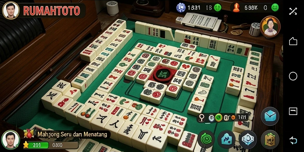 Screenshot gameplay RUMAHTOTO menampilkan keseruan permainan Mahjong.