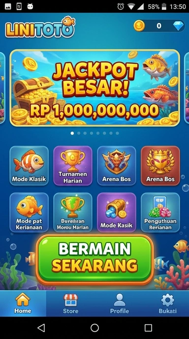 Screenshot aplikasi linitoto yang menunjukkan antarmuka pengguna yang sederhana.